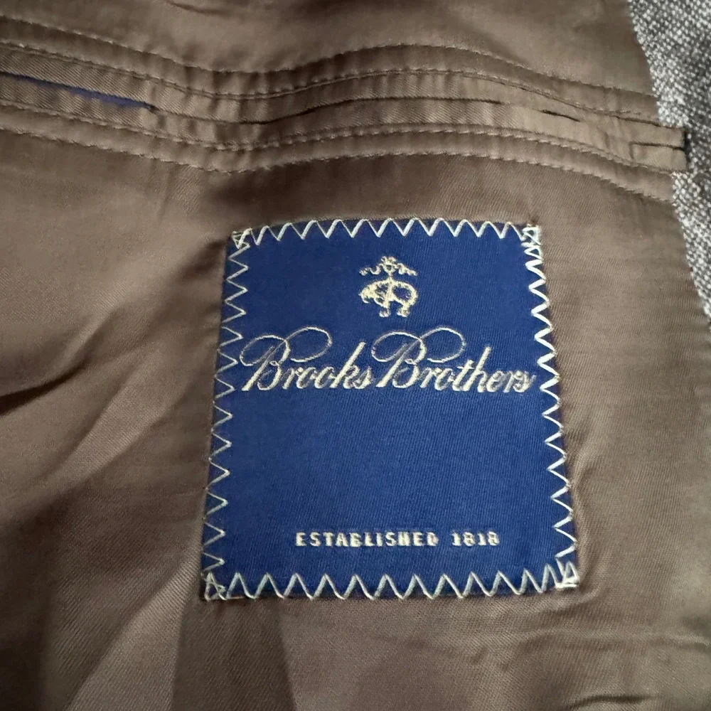 Brooks Brothers Blazer Mens 48R Brown Heathered Lambswool Sport Coat